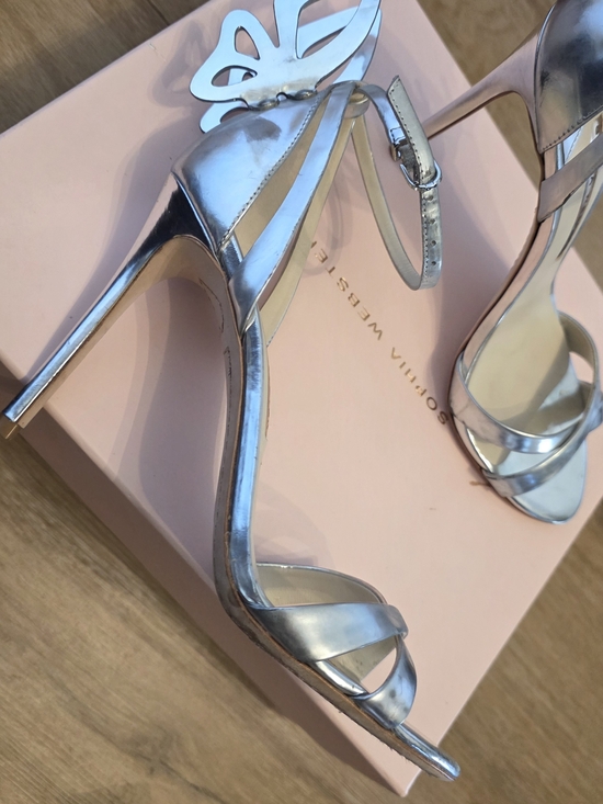 Sophia Webster Shoes - Sophia Webster Silver Metallic Butterflies Ankle-Strap Heels
